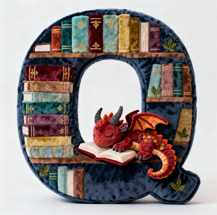 Book Dragon Alphabet Initial Letters Pillow, Personalized Gifts For Book Lovers