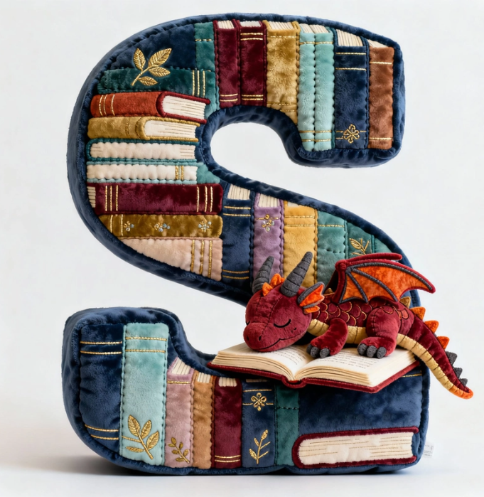 Book Dragon Alphabet Initial Letters Pillow, Personalized Gifts For Book Lovers