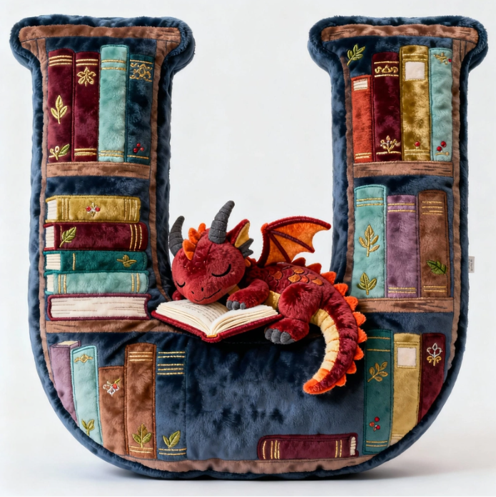Book Dragon Alphabet Initial Letters Pillow, Personalized Gifts For Book Lovers