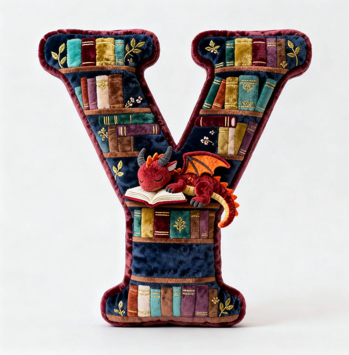 Book Dragon Alphabet Initial Letters Pillow, Personalized Gifts For Book Lovers