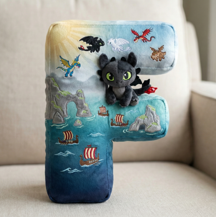 Fantasy World Alphabet Initial Letter Shaped Pillow - Personalized Gifts For Kids & Cuteness Lovers