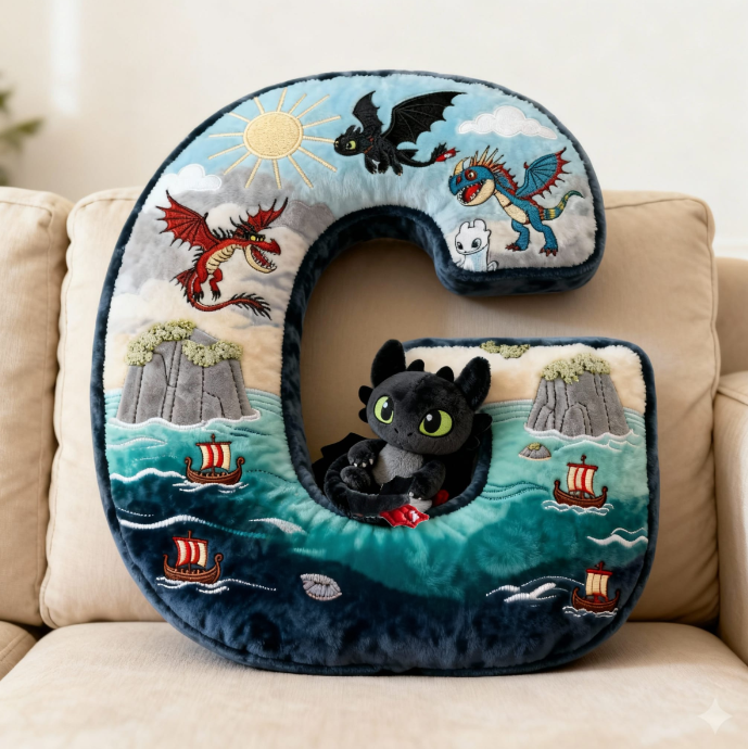 Fantasy World Alphabet Initial Letter Shaped Pillow - Personalized Gifts For Kids & Cuteness Lovers