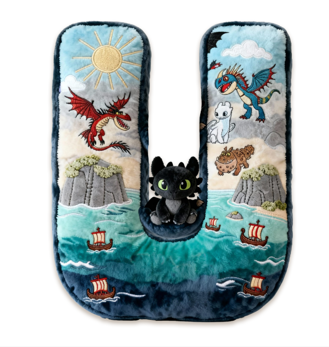 Fantasy World Alphabet Initial Letter Shaped Pillow - Personalized Gifts For Kids & Cuteness Lovers