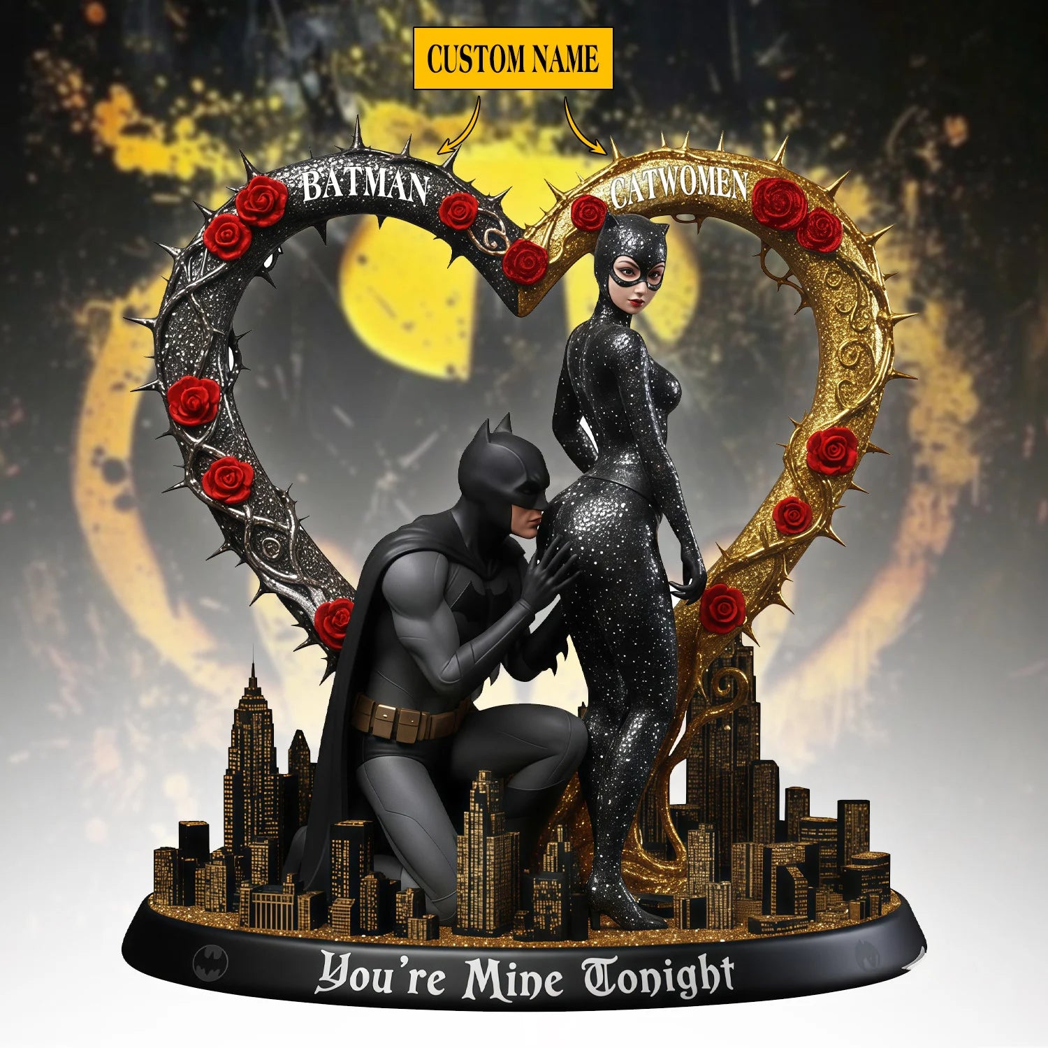 BTM Personalized Dark Night Valentine - Custom Shaped Acrylic Block
