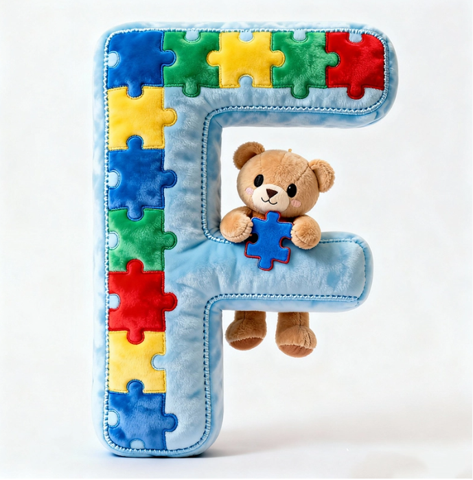 Autism Bear Alphabet Initial Letter Custom Shaped Pillow - Personalized Gifts For Kids