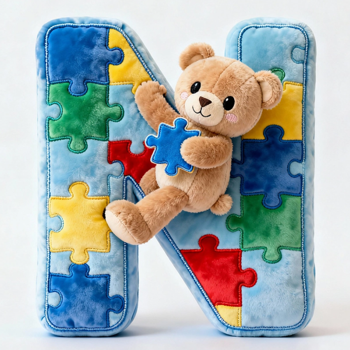 Autism Bear Alphabet Initial Letter Custom Shaped Pillow - Personalized Gifts For Kids