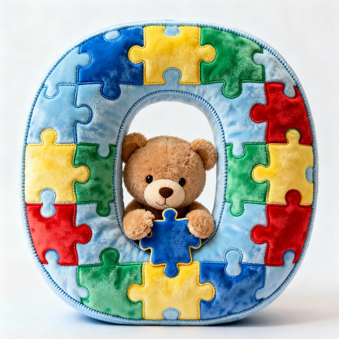 Autism Bear Alphabet Initial Letter Custom Shaped Pillow - Personalized Gifts For Kids