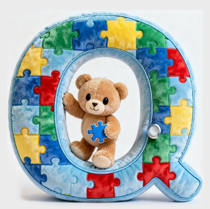 Autism Bear Alphabet Initial Letter Custom Shaped Pillow - Personalized Gifts For Kids