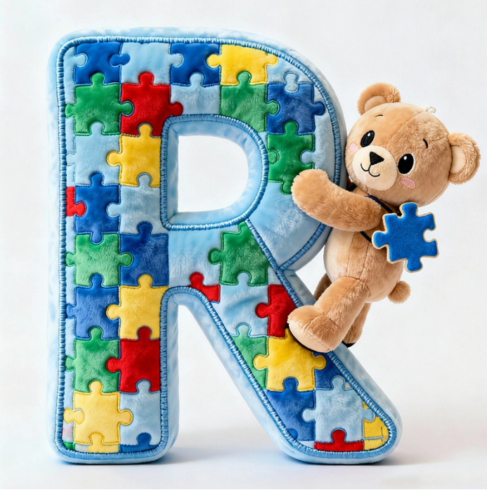 Autism Bear Alphabet Initial Letter Custom Shaped Pillow - Personalized Gifts For Kids