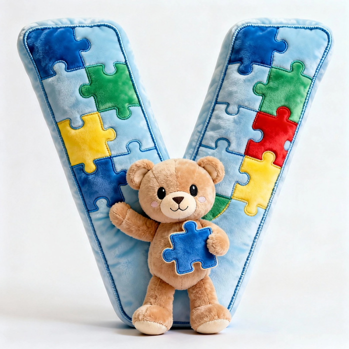 Autism Bear Alphabet Initial Letter Custom Shaped Pillow - Personalized Gifts For Kids