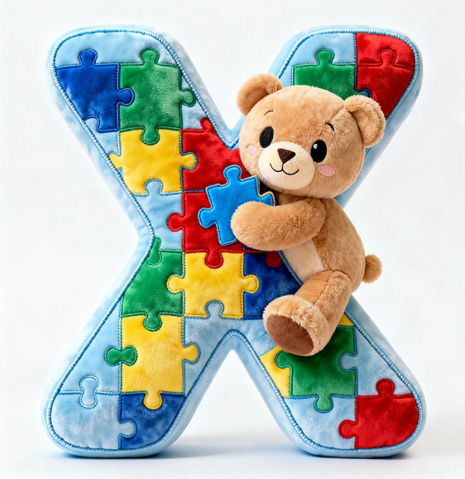 Autism Bear Alphabet Initial Letter Custom Shaped Pillow - Personalized Gifts For Kids