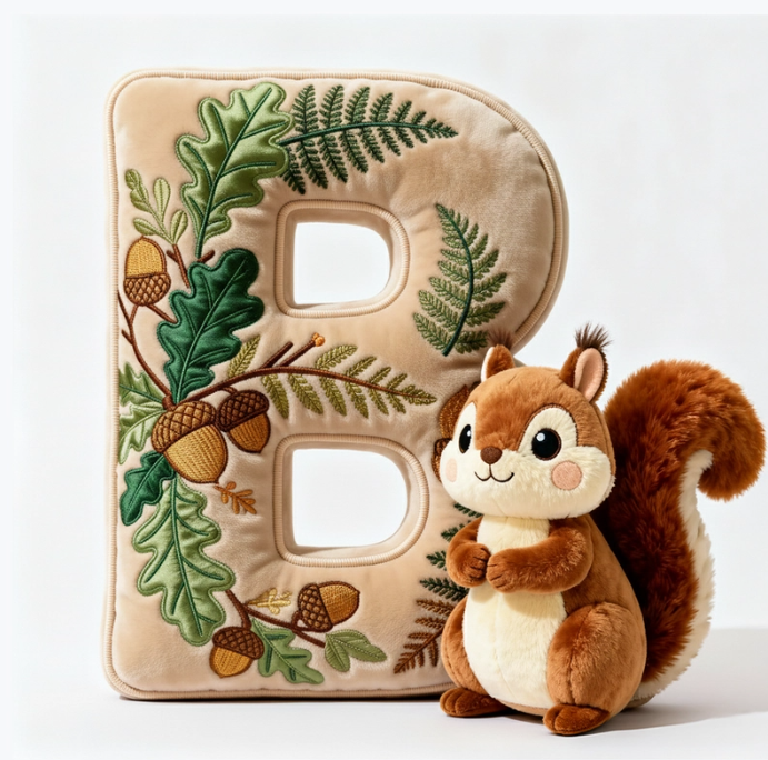 Squirrel Alphabet Initial Letter Custom Shaped Pillow - Personalized Gifts For Kids
