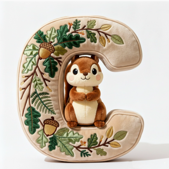 Squirrel Alphabet Initial Letter Custom Shaped Pillow - Personalized Gifts For Kids