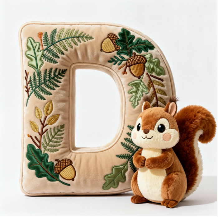 Squirrel Alphabet Initial Letter Custom Shaped Pillow - Personalized Gifts For Kids