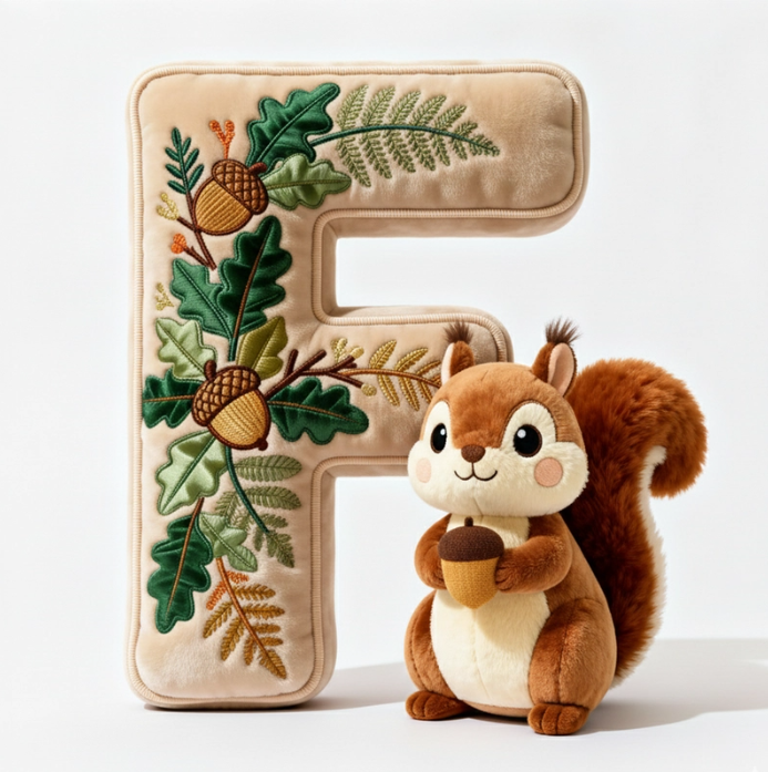 Squirrel Alphabet Initial Letter Custom Shaped Pillow - Personalized Gifts For Kids