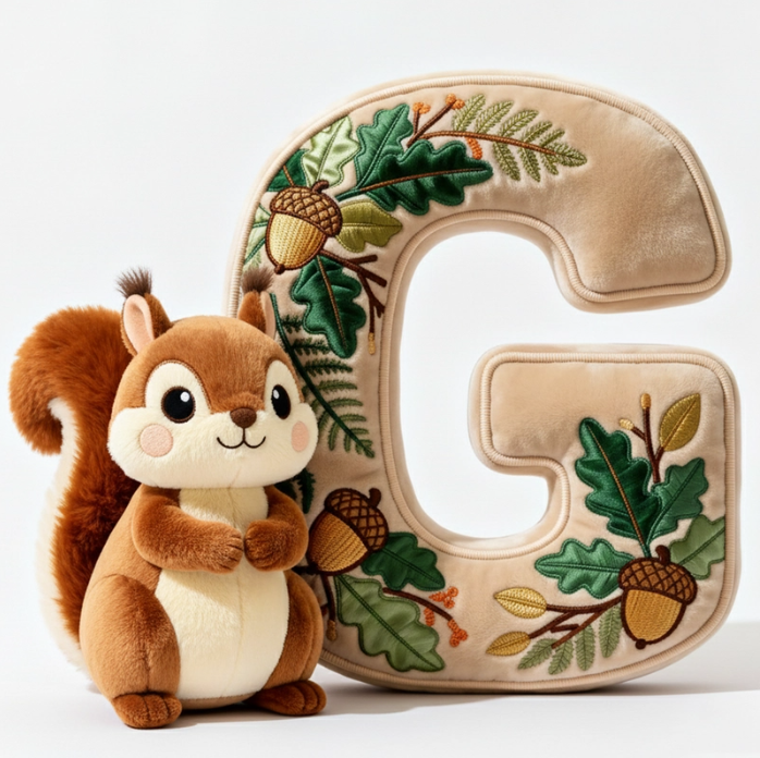 Squirrel Alphabet Initial Letter Custom Shaped Pillow - Personalized Gifts For Kids