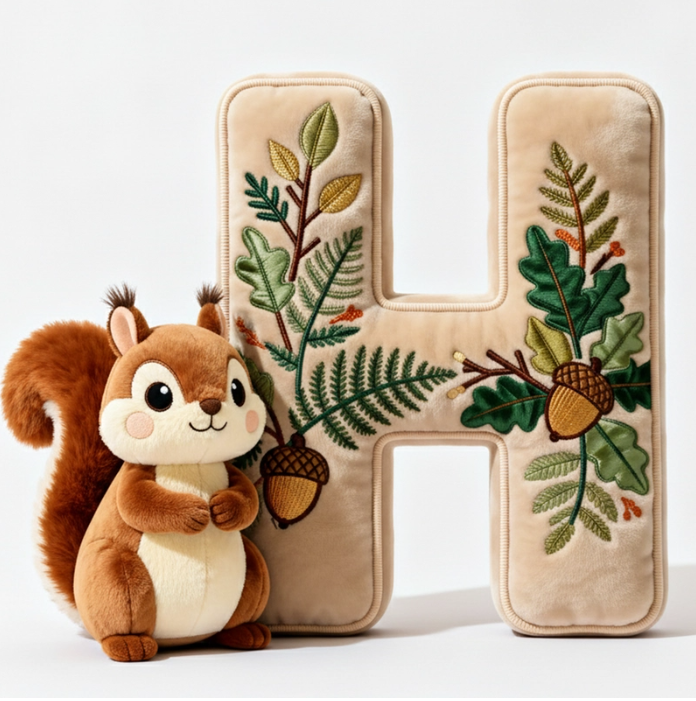 Squirrel Alphabet Initial Letter Custom Shaped Pillow - Personalized Gifts For Kids