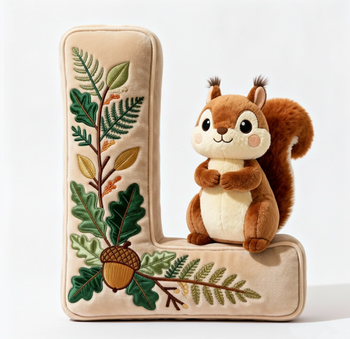 Squirrel Alphabet Initial Letter Custom Shaped Pillow - Personalized Gifts For Kids