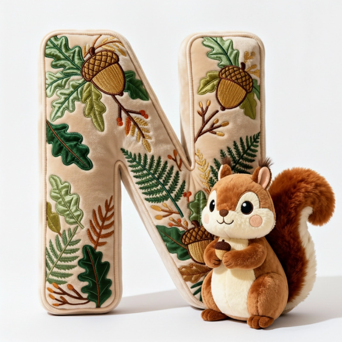 Squirrel Alphabet Initial Letter Custom Shaped Pillow - Personalized Gifts For Kids