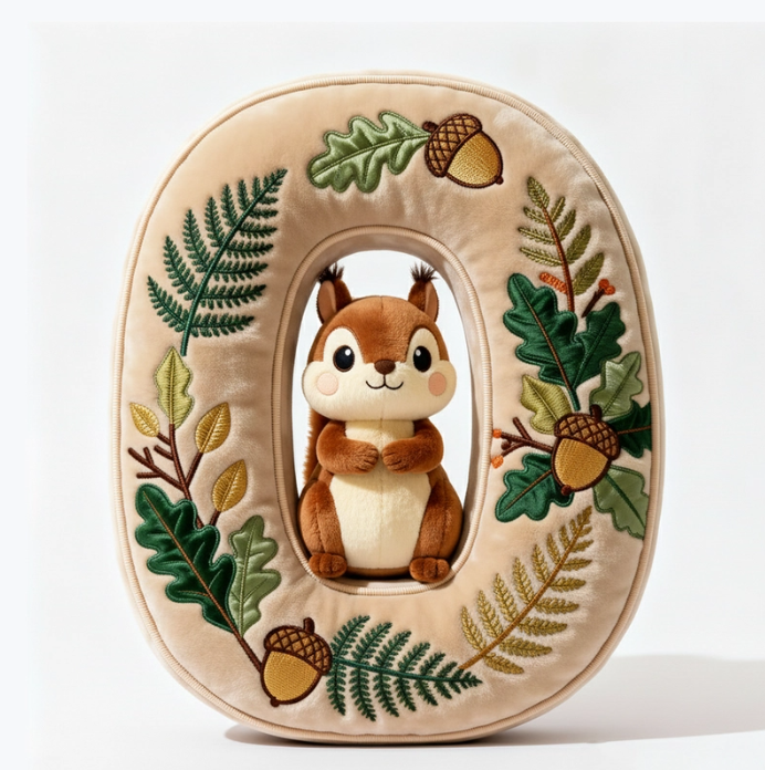 Squirrel Alphabet Initial Letter Custom Shaped Pillow - Personalized Gifts For Kids