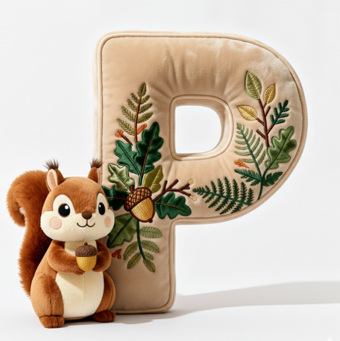 Squirrel Alphabet Initial Letter Custom Shaped Pillow - Personalized Gifts For Kids