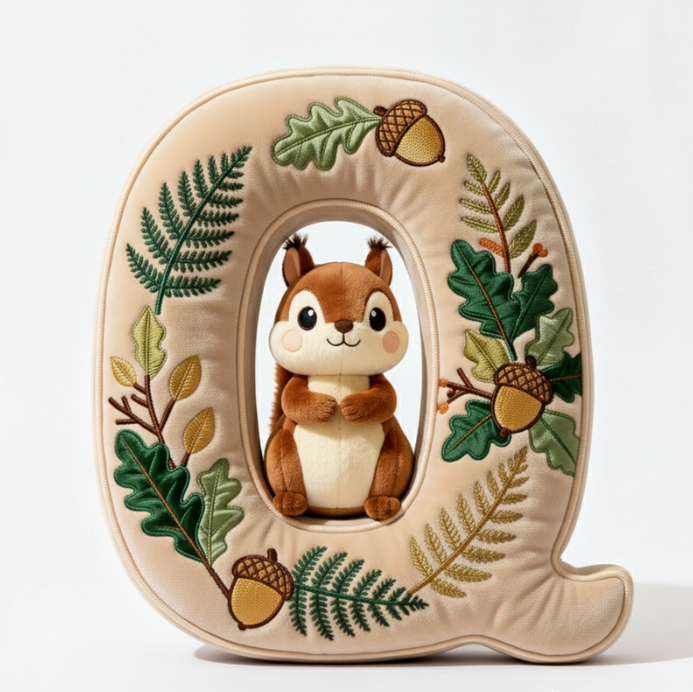 Squirrel Alphabet Initial Letter Custom Shaped Pillow - Personalized Gifts For Kids