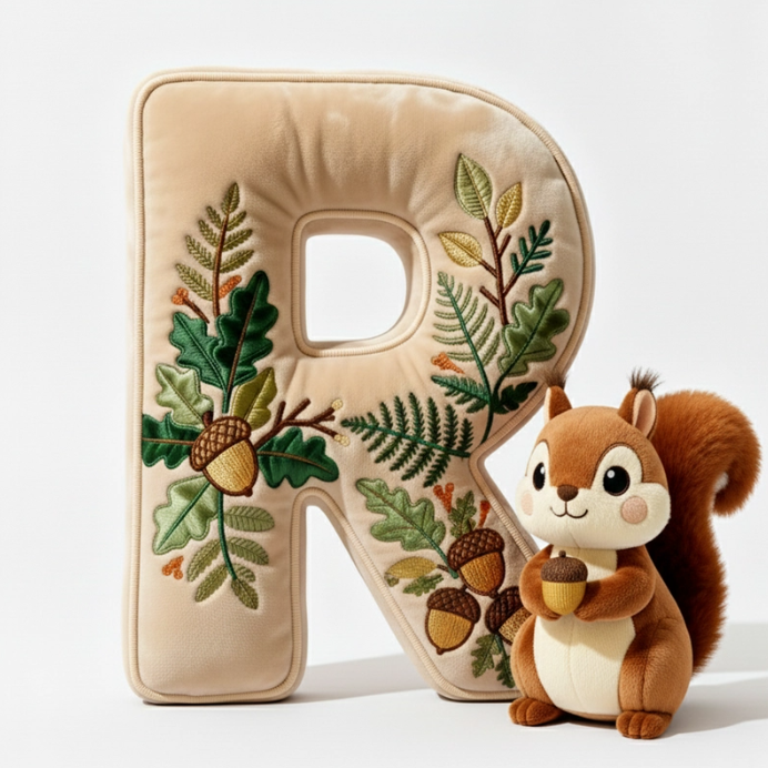 Squirrel Alphabet Initial Letter Custom Shaped Pillow - Personalized Gifts For Kids