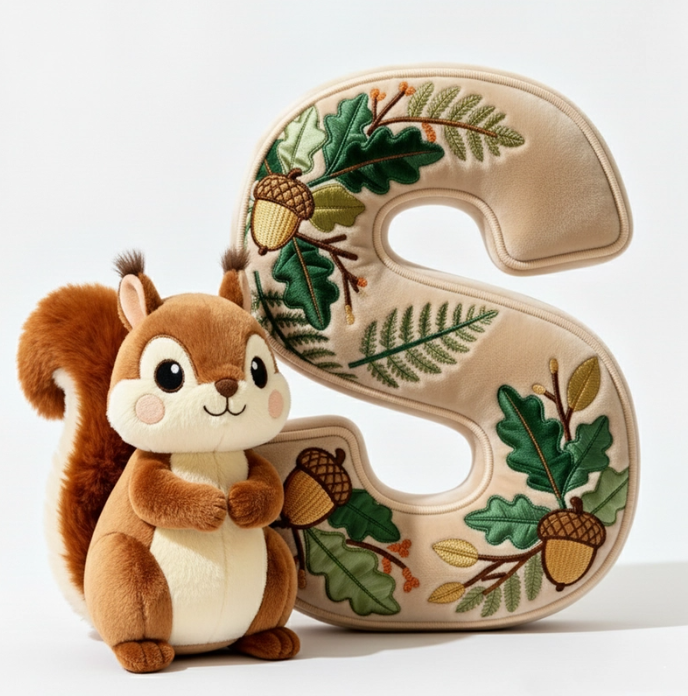 Squirrel Alphabet Initial Letter Custom Shaped Pillow - Personalized Gifts For Kids