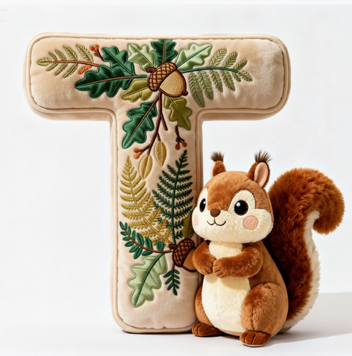 Squirrel Alphabet Initial Letter Custom Shaped Pillow - Personalized Gifts For Kids