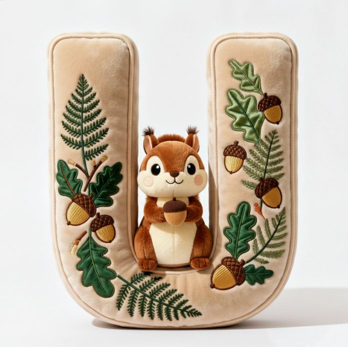 Squirrel Alphabet Initial Letter Custom Shaped Pillow - Personalized Gifts For Kids
