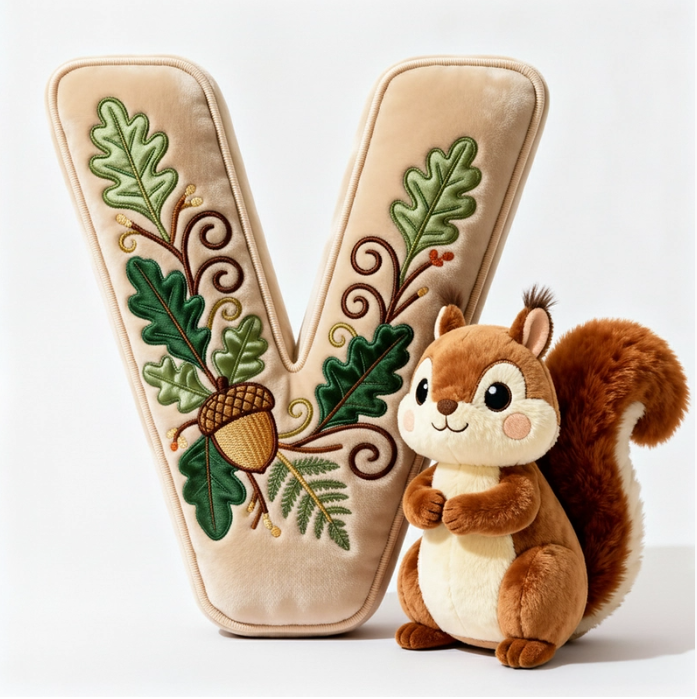 Squirrel Alphabet Initial Letter Custom Shaped Pillow - Personalized Gifts For Kids