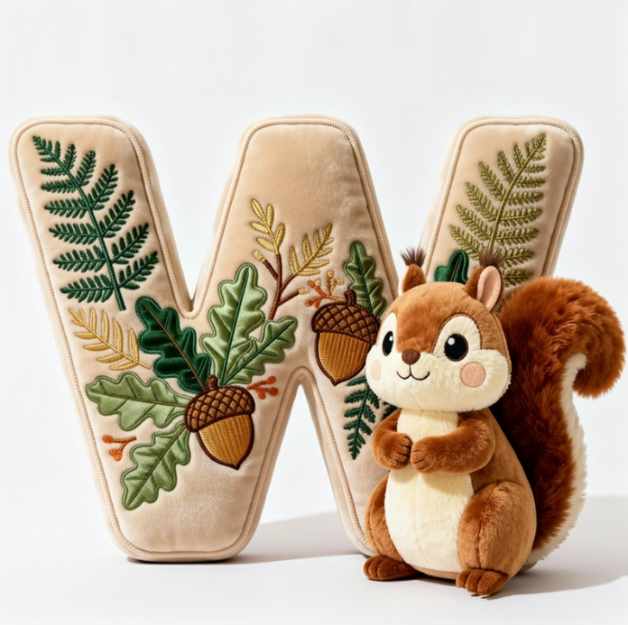 Squirrel Alphabet Initial Letter Custom Shaped Pillow - Personalized Gifts For Kids