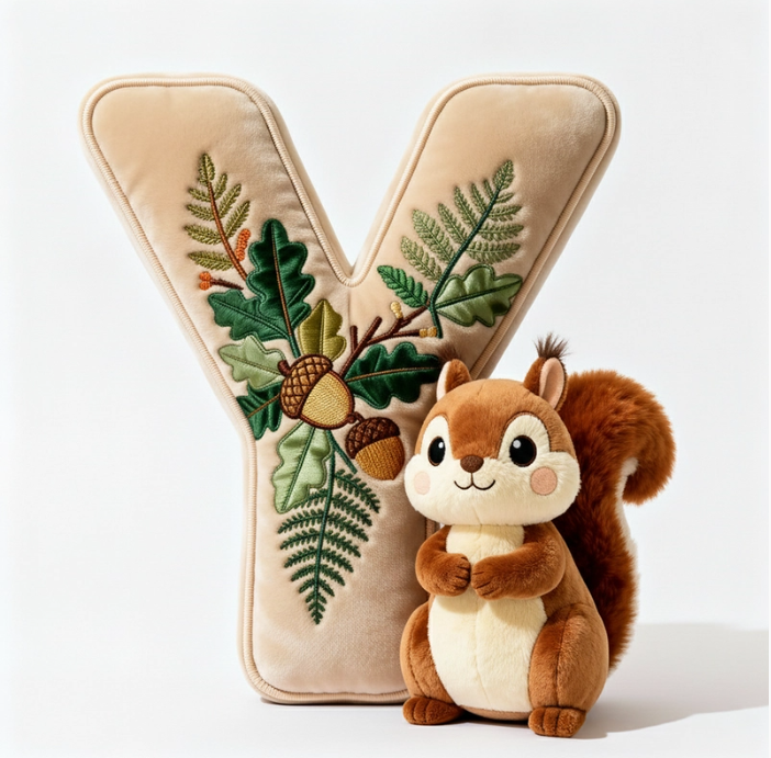 Squirrel Alphabet Initial Letter Custom Shaped Pillow - Personalized Gifts For Kids