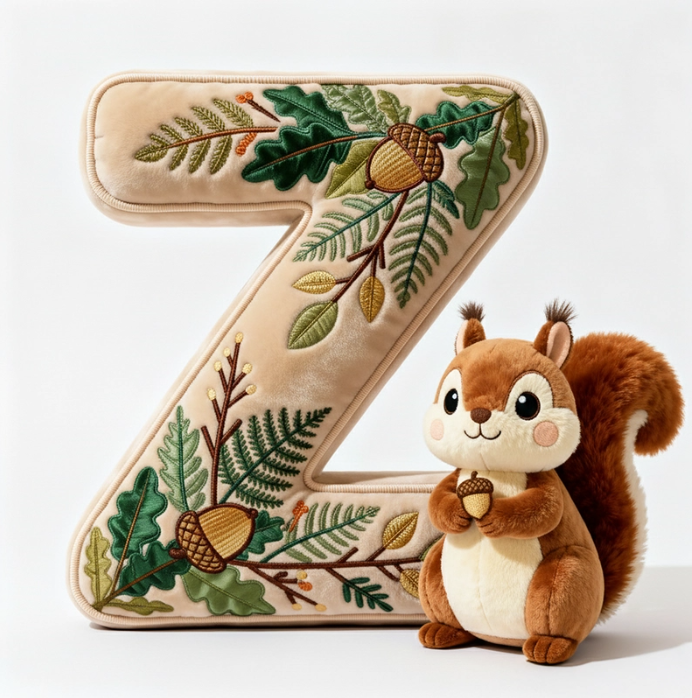 Squirrel Alphabet Initial Letter Custom Shaped Pillow - Personalized Gifts For Kids