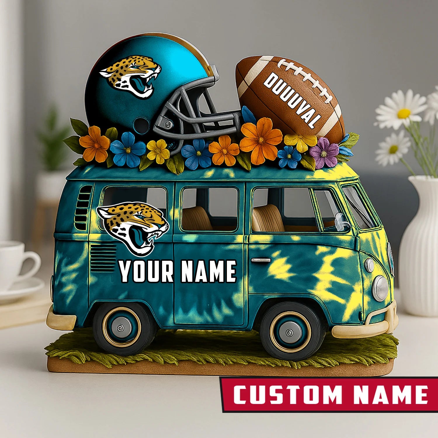 NFL Custom Name Van Bus Acrylic Block - Special Home Decor Gift Ideas
