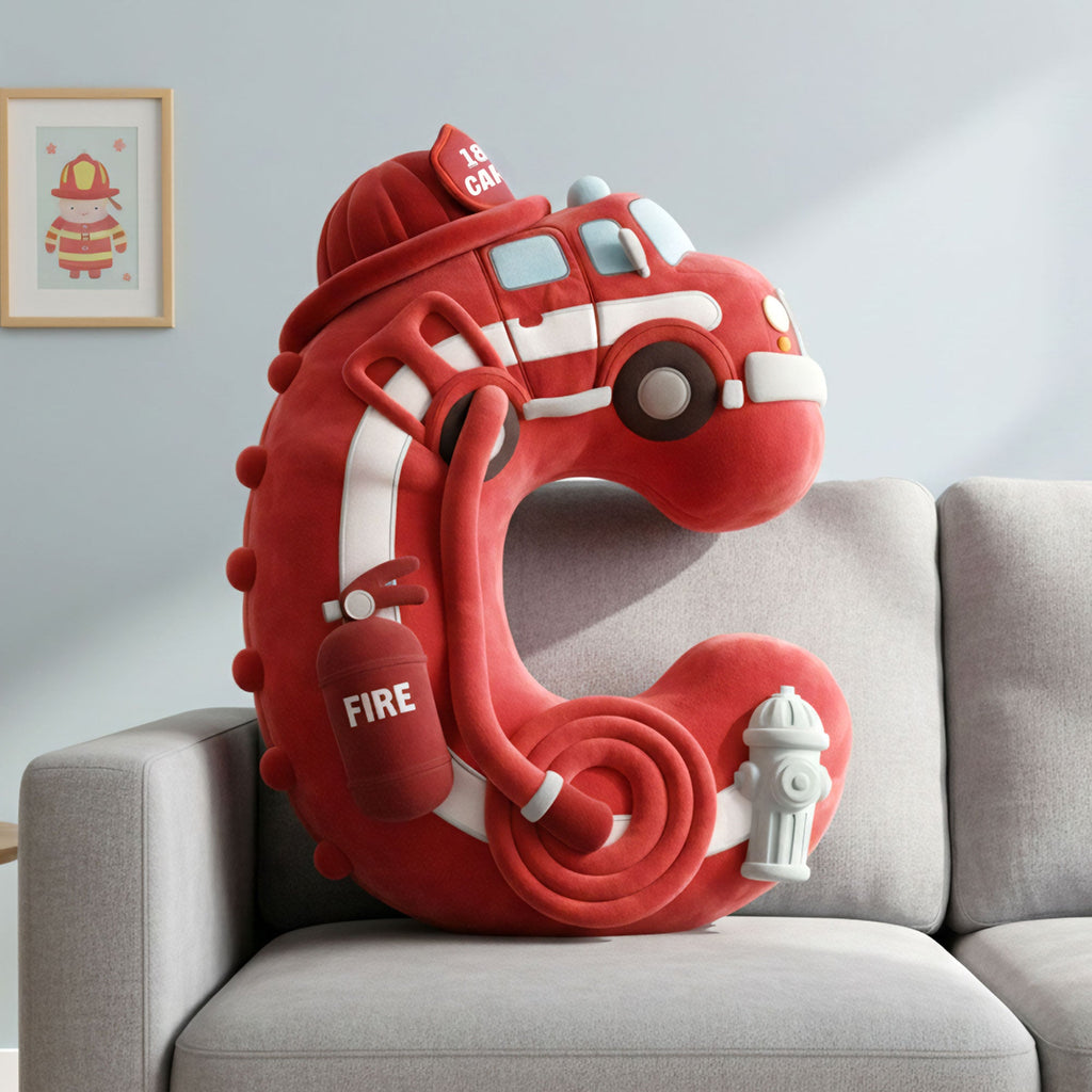 Firefighter Alphabet Initial Letters Custom Shaped Pillow - Personalized Gifts For Firefighters