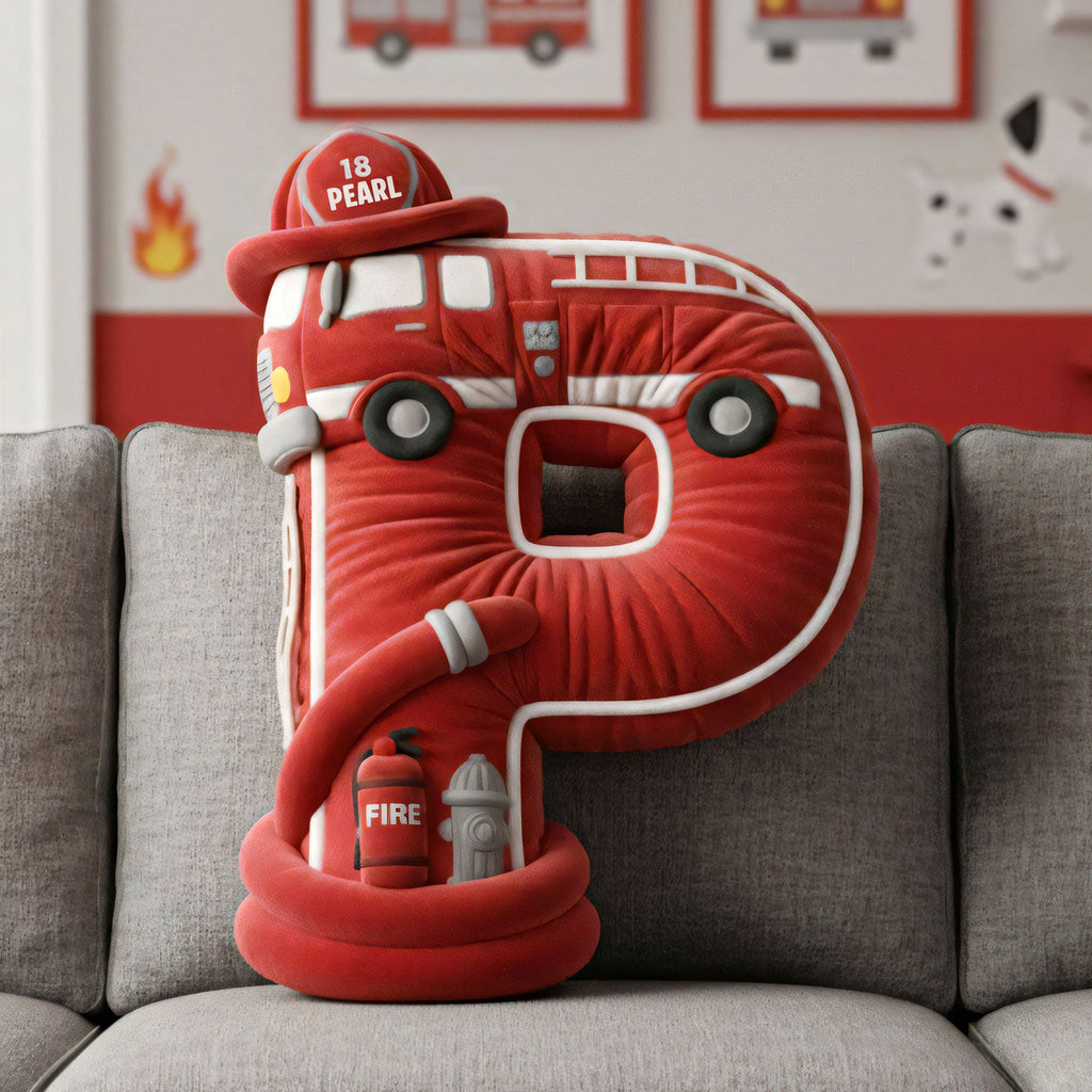 Firefighter Alphabet Initial Letters Custom Shaped Pillow - Personalized Gifts For Firefighters