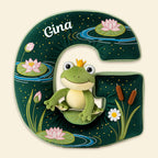 Adorable Frog Initial Pillow - Personalized Gift For Frog Lovers