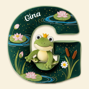 Adorable Frog Initial Pillow - Personalized Gift For Frog Lovers